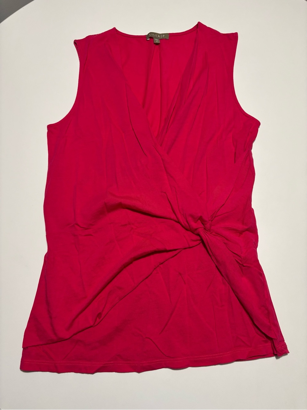 Lilla P Raspberry Pink Magenta Open Front Pima Cotton Tank Top